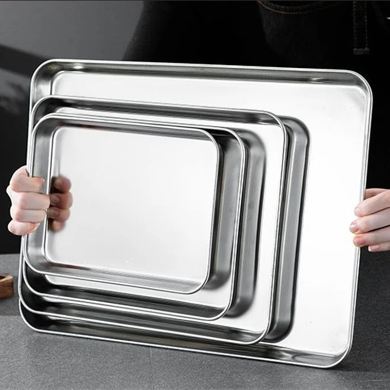 Food Storage In Restaurant - Plateaux de service rectangulaires en acier