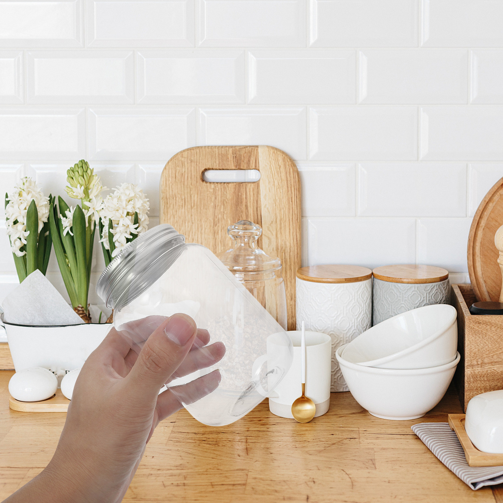 4 pots en plastique transparen - Food Storage Jars & Containers avis et prix